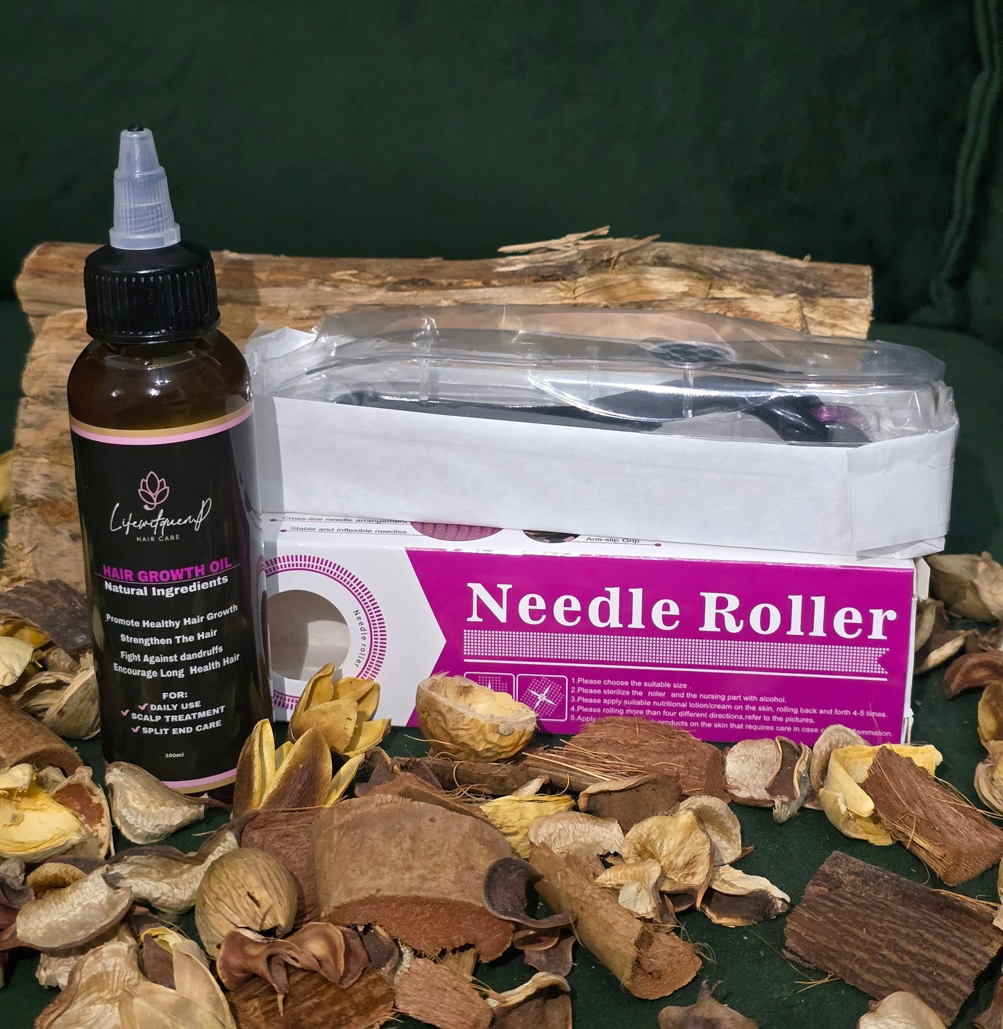 Growth Revive Herbal Hair Growth Oil with Derma Roller