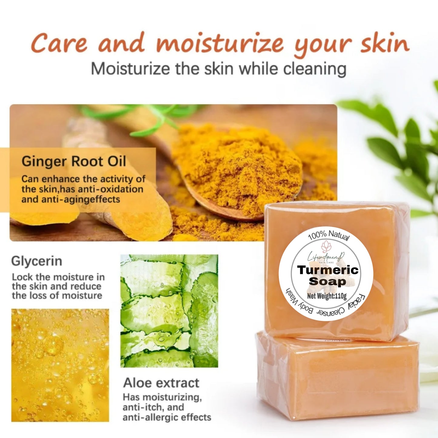 Turmeric Soap Bar  Anti Ageing Skin Lightener, Even Skin Tone  and Reduces Discoloration.