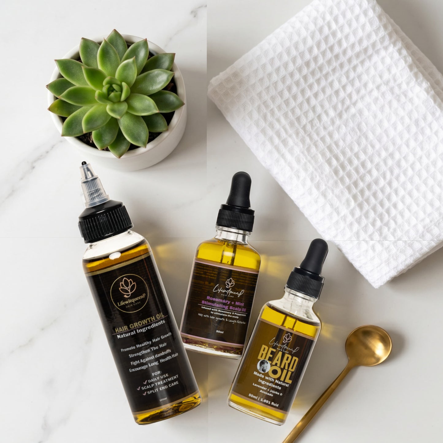 Family Hair Oil Bundle - Ayurvedic, Rosemay+Mint Oil & Beard Oil