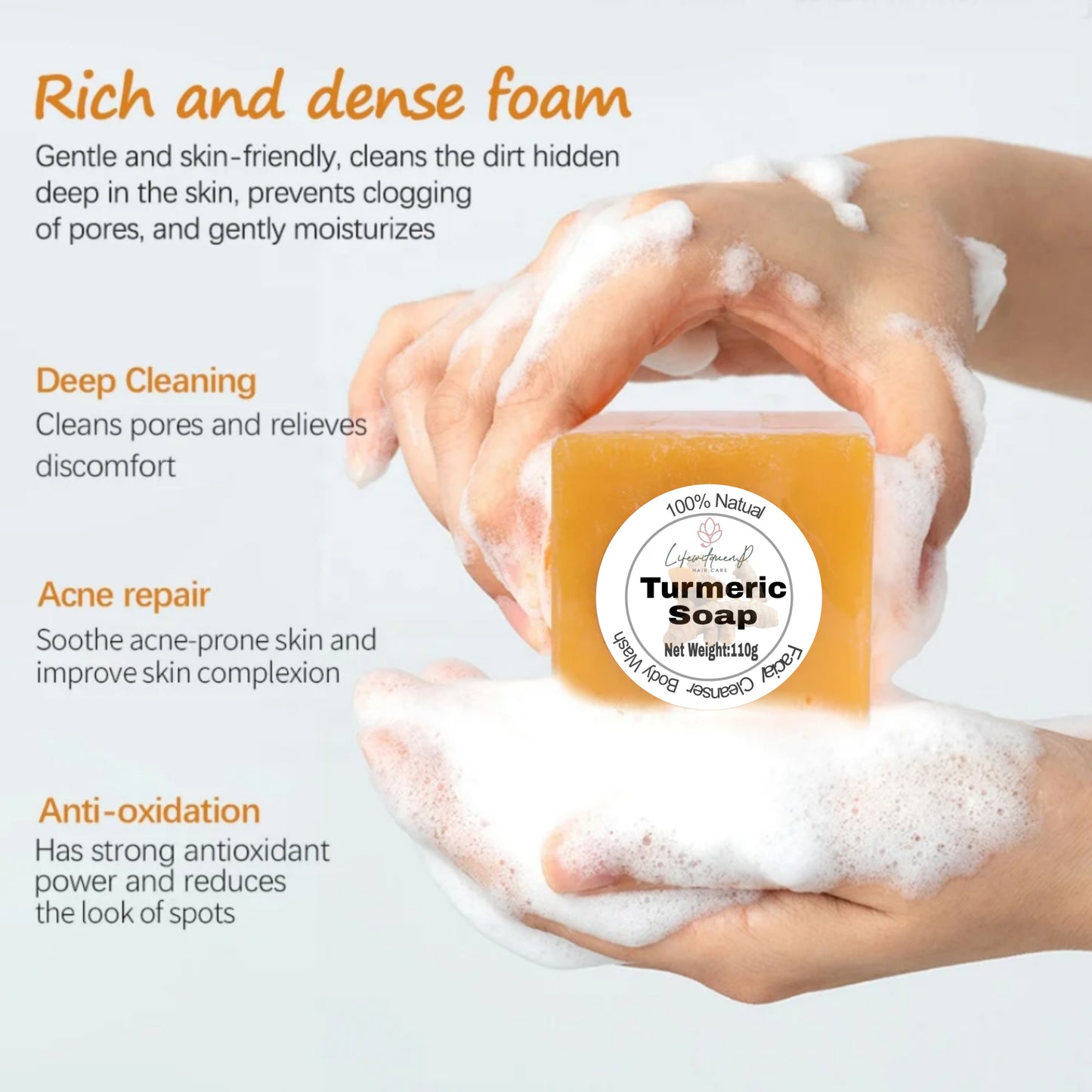 Turmeric Soap Bar  Anti Ageing Skin Lightener, Even Skin Tone  and Reduces Discoloration.