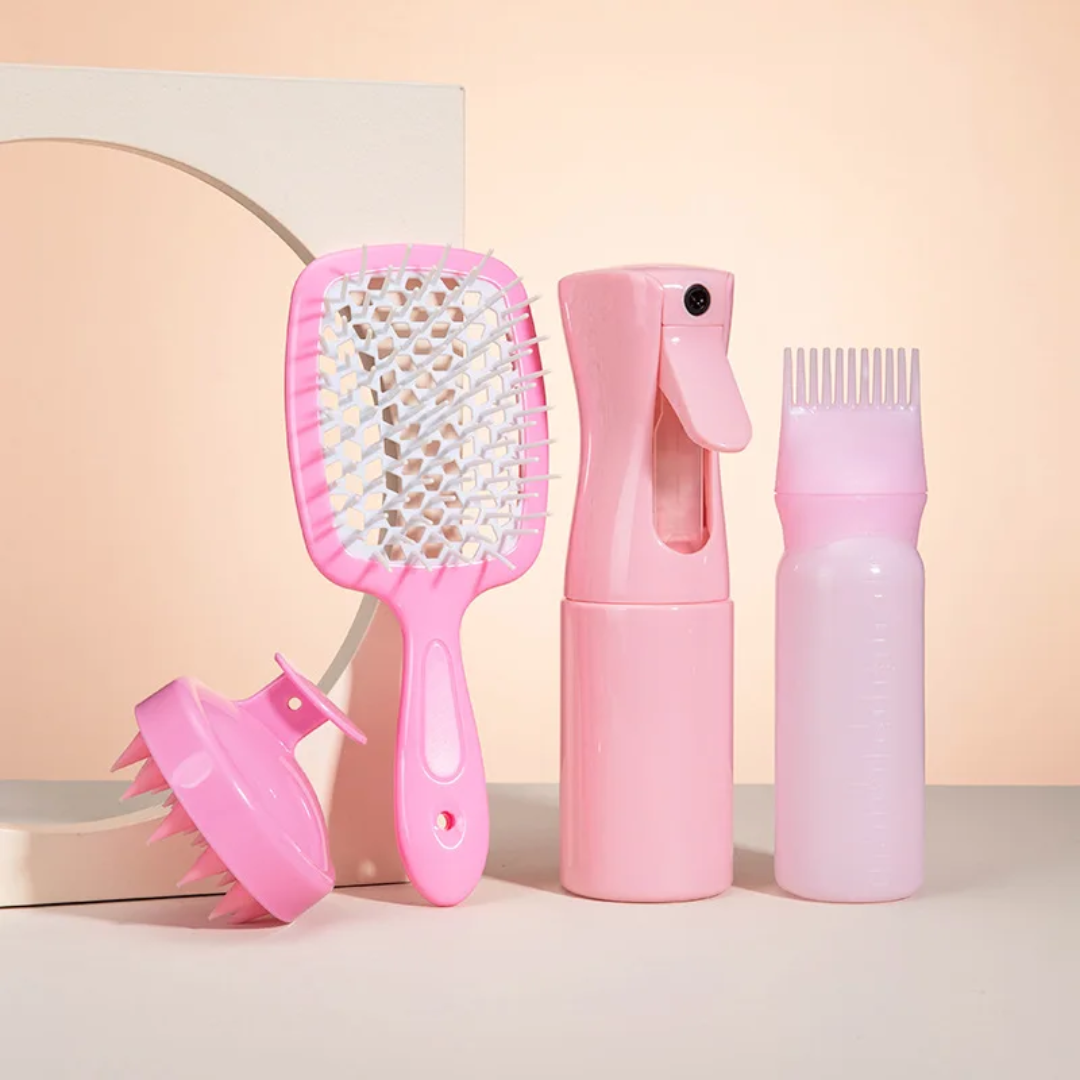 Lifewitqueenp All 4 Hair Applicator Bottle-Root Comb Applicator Hair Spray Bottle, Oil Applicator for Hair, Scalp Massager, and Hair Brush