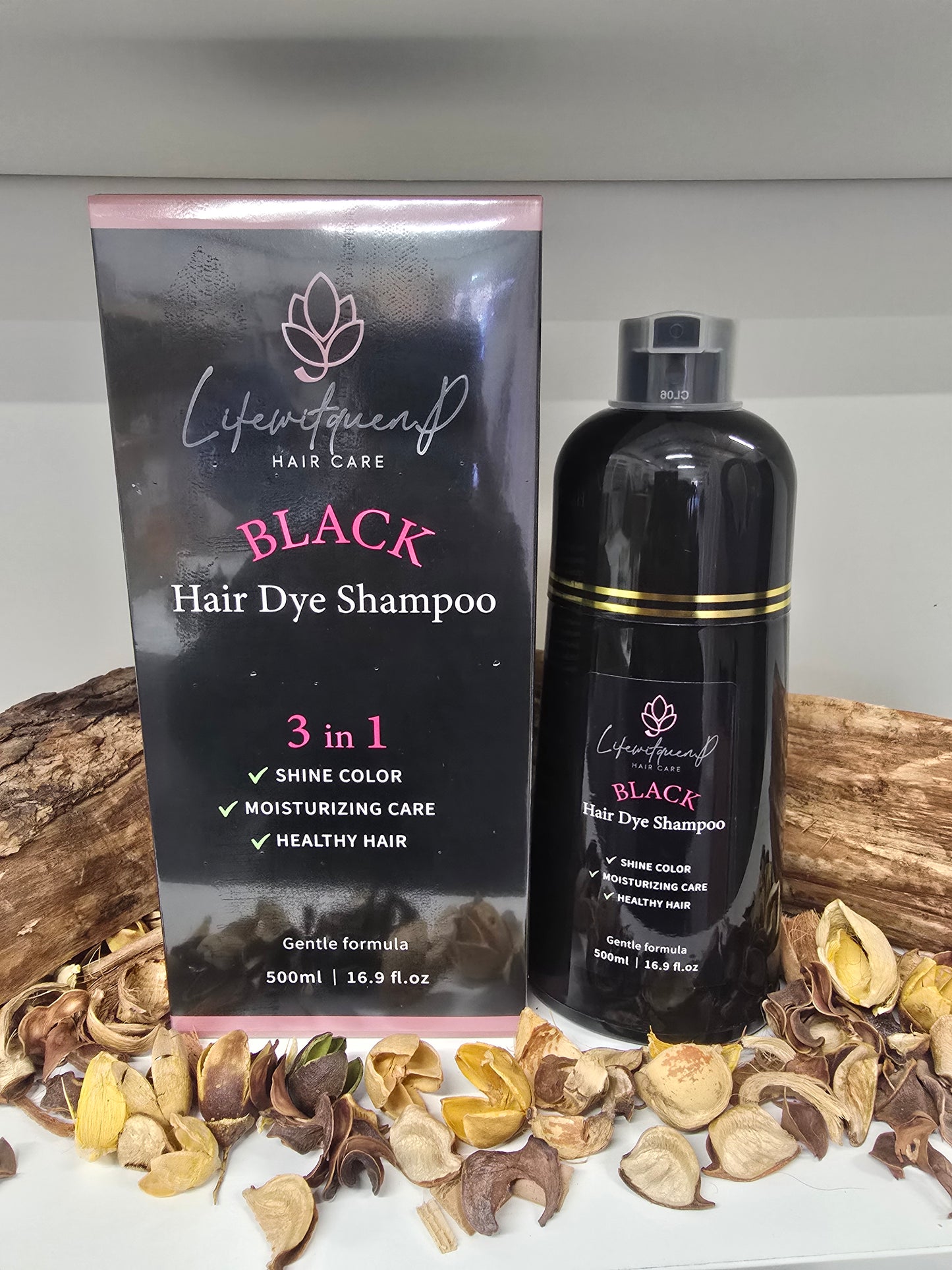 500ML Lifewitqueenp  Hair Instant Dye 3 in 1 Shampoo Hair Dry Coloring, Shampoo For Gray Hair women and Man.