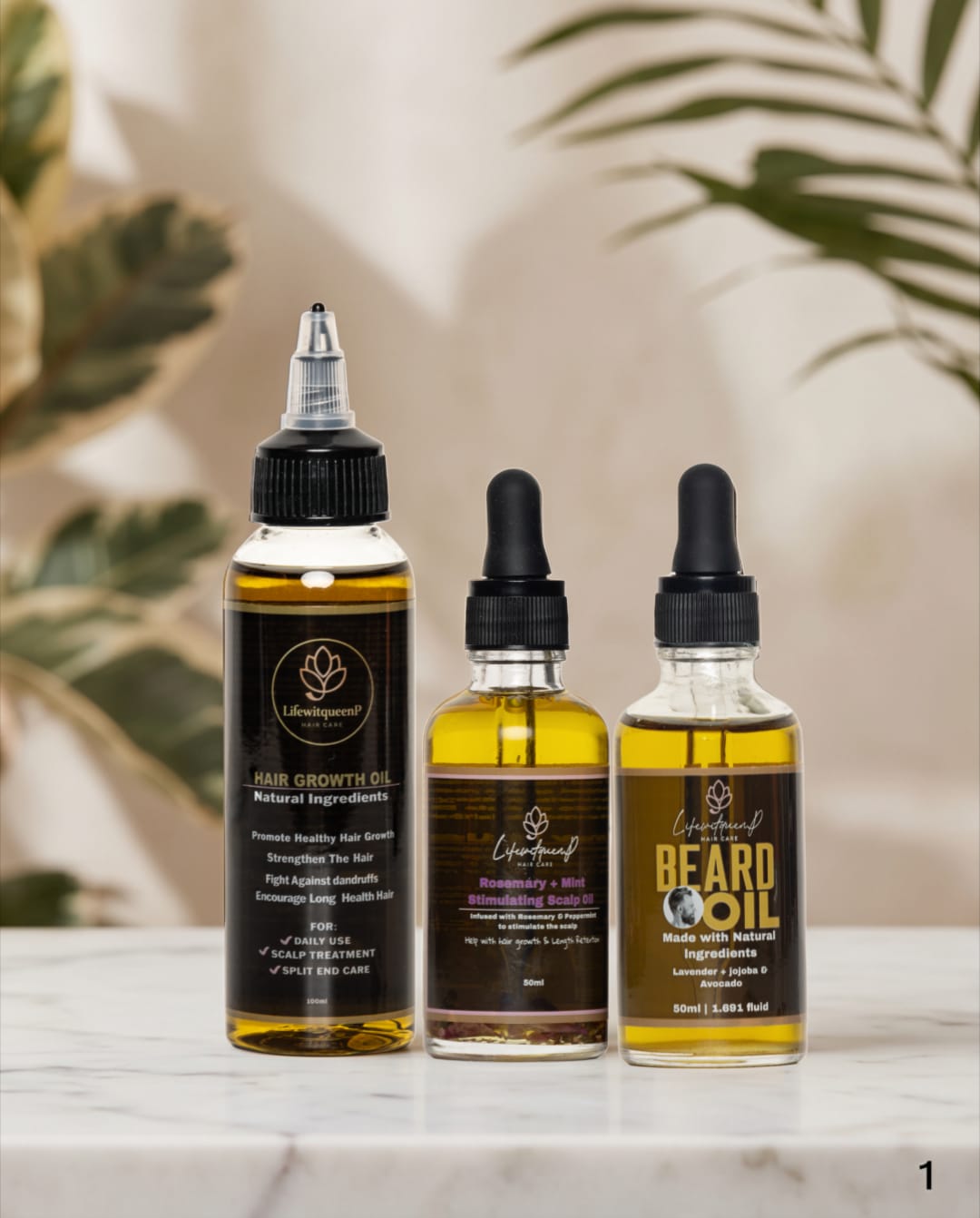 Family Hair Oil Bundle - Ayurvedic, Rosemay+Mint Oil & Beard Oil