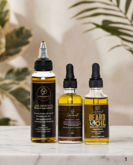 Family Hair Oil Bundle - Ayurvedic, Rosemay+Mint Oil & Beard Oil