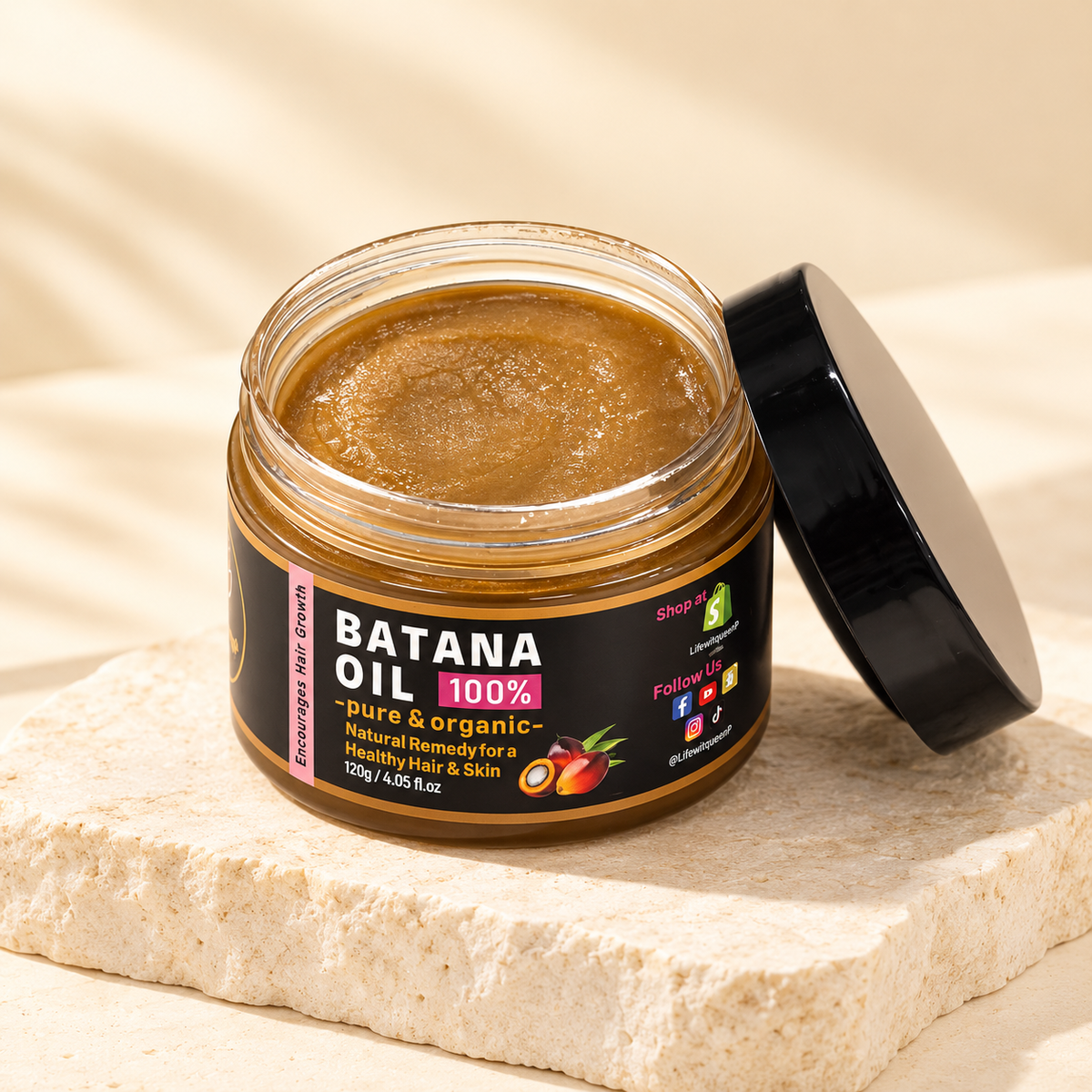 Raw Batana Oil for Hair Growth: 100% Pure  & Organic - Dr. Sebi Batana Oil  Unrefined Promotes Hair thickness for Women & Men  120g