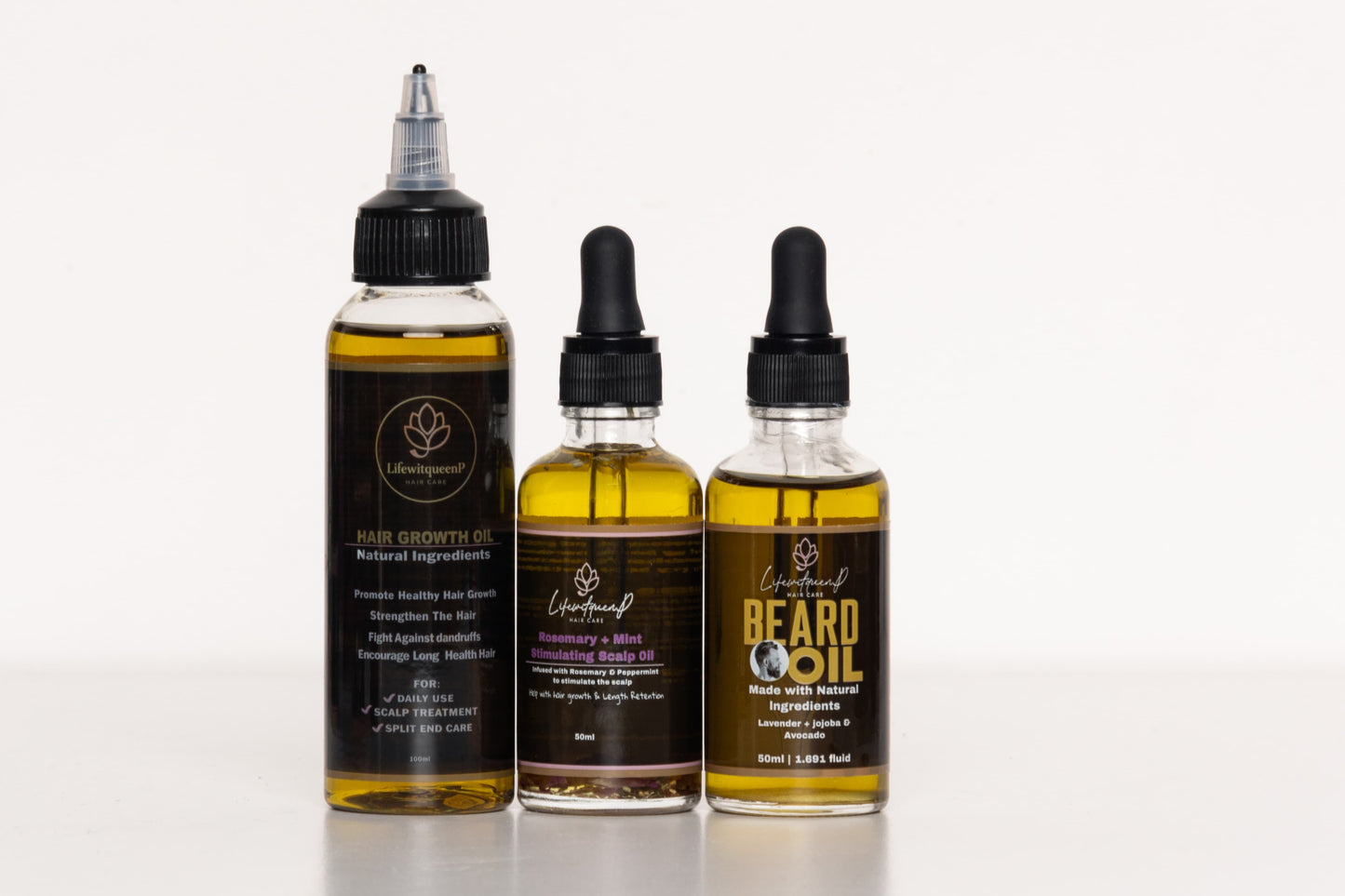 Family Hair Oil Bundle - Ayurvedic, Rosemay+Mint Oil & Beard Oil